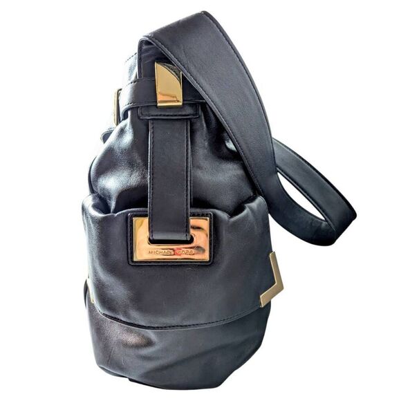 MICHAEL KORS Beverly Drawstring Black Leather Satchel - Picture 4 of 10